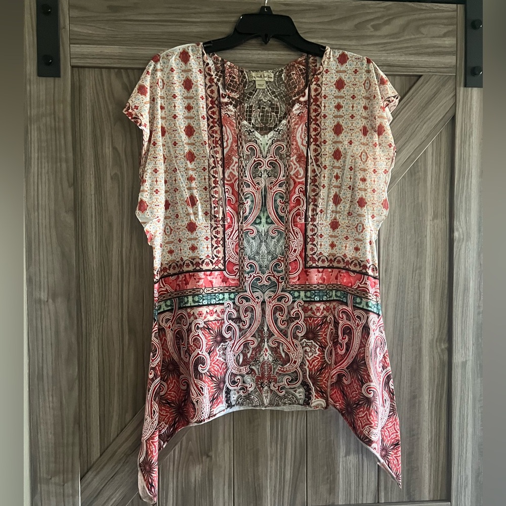 Live and Let Live Red and Pink Boho Blouse